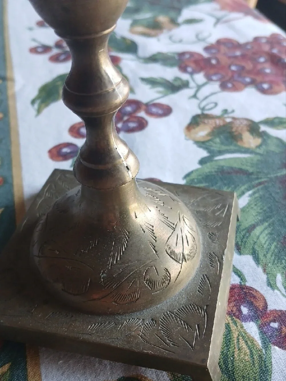 Antique-Style Brass Candlestick Pair